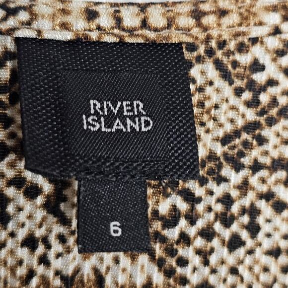 River Island Snake Print Wrap Dress Size Small Long Sleeve Boho Wedding Guest - Picture 5 of 8